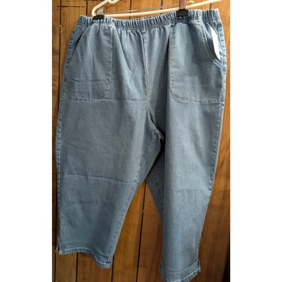 New Blair Denim Jeans Capris Plus Size 20W 20 W Pockets Cropped Pants Pull ON - Picture 1 of 6